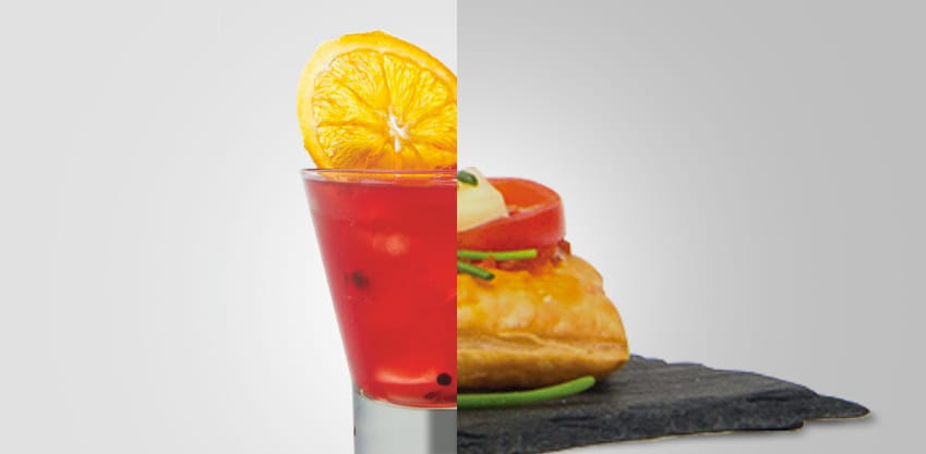 Orange Smile e sfogliatine con crema di pomodorini, fontina ed erba cipollina, un mix sifizioso al gusto Sanbittèr Orange Smile e sfogliatine con crema di pomodorini, fontina ed erba cipollina, un mix sifizioso al gusto Sanbittèr