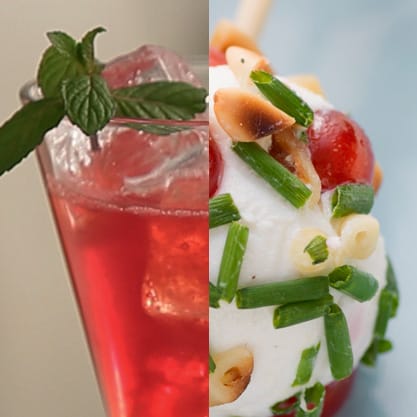 Aperitivo Rosso Fresh e finger foods alle erbe e ribes rosso