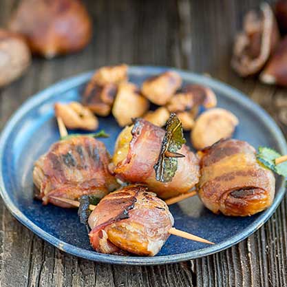 Per antipasti sfiziosi con castagne pancetta e rosmarino