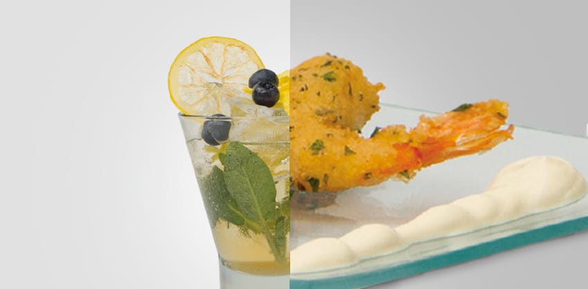 Bitter Sage e gamberi in pastella alle erbe, sapori intensi per un aperitivo allegro e vivace Bitter Sage e gamberi in pastella alle erbe, sapori intensi per un aperitivo allegro e vivace
