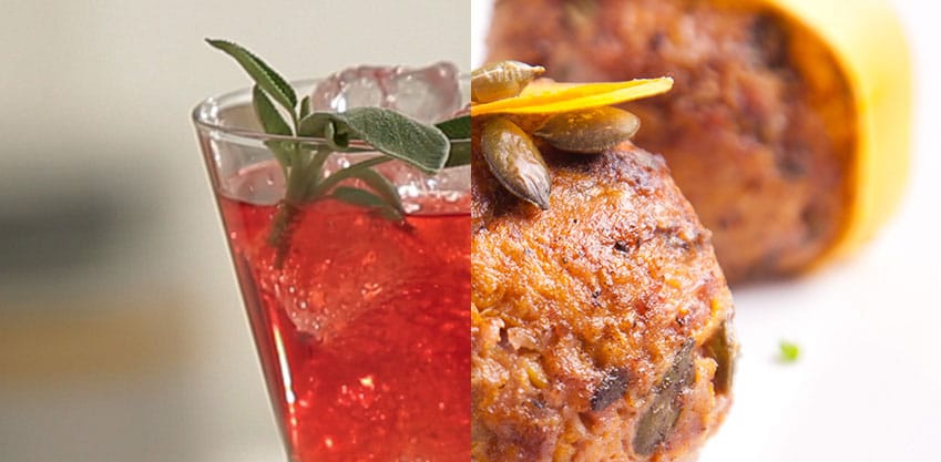 Finger food di zucca e Lou Blau con aperitivo analcolico Red Sage Finger food di zucca e Lou Blau con aperitivo analcolico Red Sage