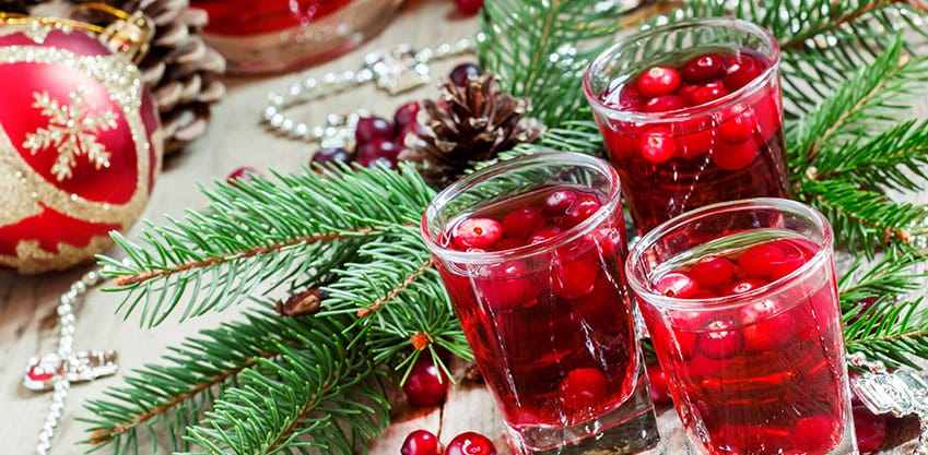 Frutti rossi, decorazioni per cocktail di natale