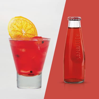 Cocktail estivo con Sanbittèr Rosso e spremuta d'arancia