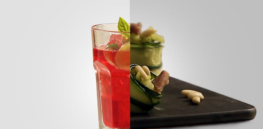 Red Stringer e cannelloni di zucchine, il rosso e il verde per un aperitivo italiano dal sapore vivace Red Stringer e cannelloni di zucchine, il rosso e il verde per un aperitivo italiano dal sapore vivace
