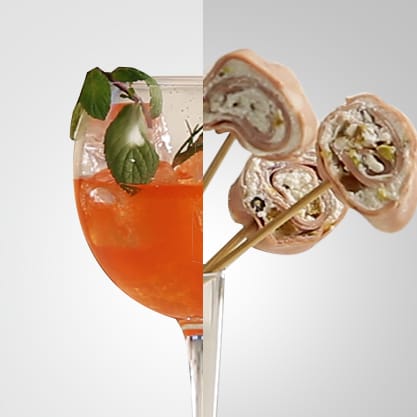 Lollipop di mortadella sfiziosi per accompagnare un cocktail Sanbittèr dolce e ricercato come Rosemary Love