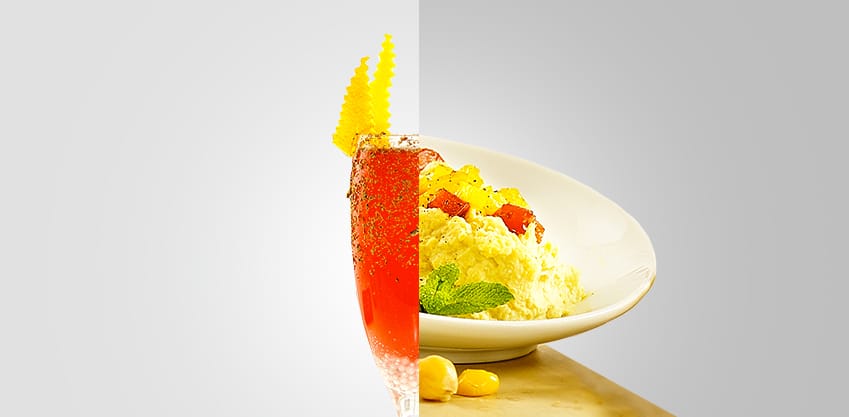 Silver Kiss con Sanbittèr Emozioni di Spezie Peperoncino e bicchierini con crema di ceci e peperoni bicolore Silver Kiss con Sanbittèr Emozioni di Spezie Peperoncino e bicchierini con crema di ceci e peperoni bicolore