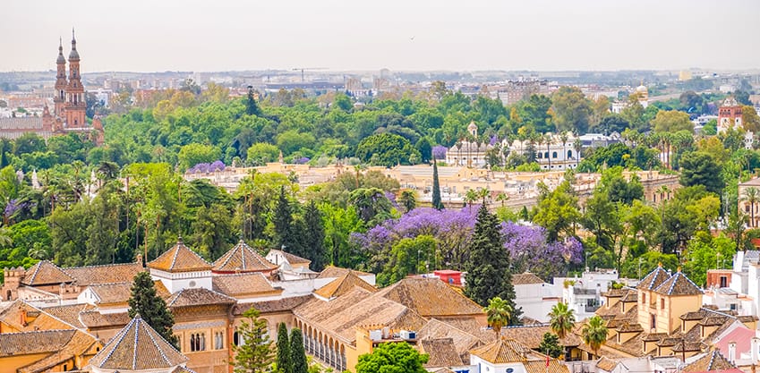 vista di Siviglia dalla torre Giralda in Andalusia, Spagna