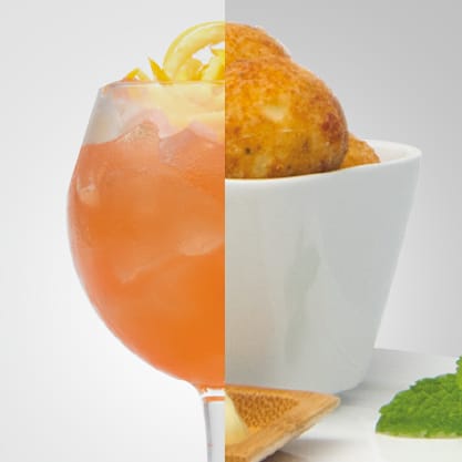 Smoky Fizz e polpette di patate e salmone affumicato con maionese alla menta, un aperitivo allegro firmato Sanbittèr