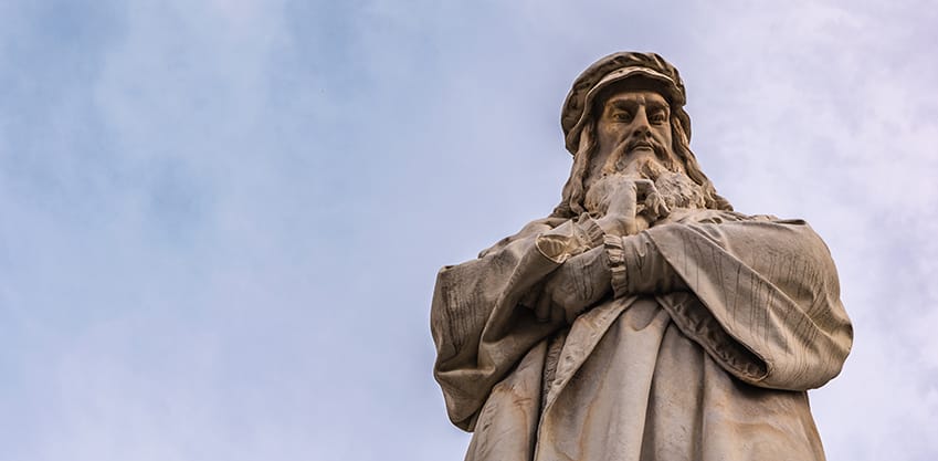 Statua di Leonardo in piazza della Scala